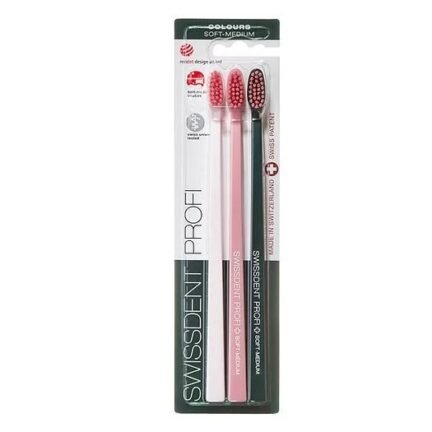 SWISSDENT PROFI COLOURS SOFT-MEDIUM dantų šepetėliai